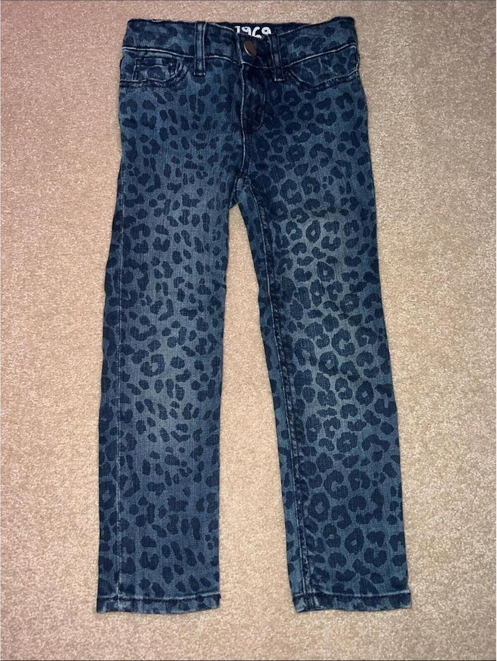 Baby GAP Girls sz 4 years Dark Blue Leopard-Print Skinny Jeans
